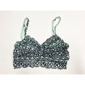 PINK Victoria's Secret Lace Bralette (Light Sea Foam Green and Black Pattern)